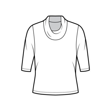 Kapüşonlu balıkçı yaka kazak. Teknik moda. Dirsek kollu, iri vücutlu.. 