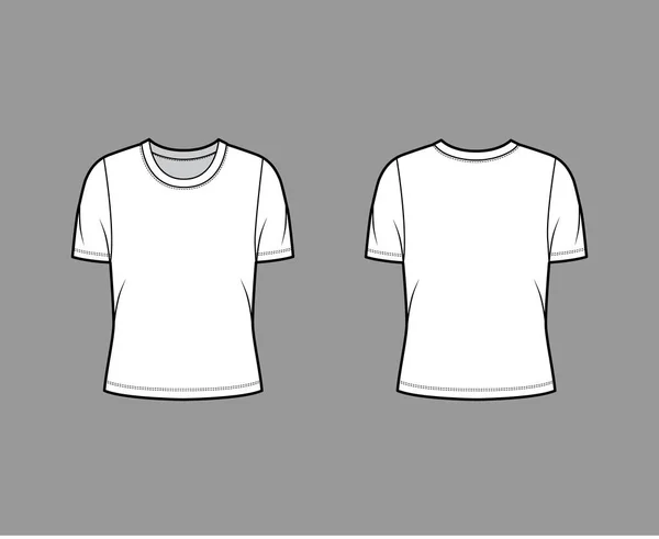 Tayfa yaka tişörtü, kısa kollu, iri vücutlu teknik moda illüstrasyonu.. 