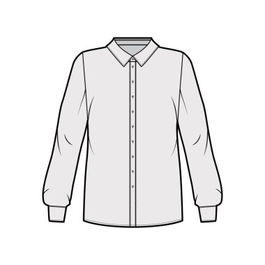 Klasik gömlek, teknik tasmalı tasmalı tasma, uzun kollu manşetli, arkadan boyunduruklu.. 