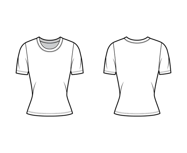 Koszulka załoga szyi koszulka techniczna moda Ilustracja z krótkimi rękawami, ściśle dopasowany kształt. — Wektor stockowy