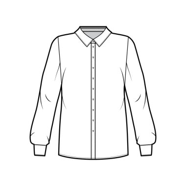 Klasik gömlek, teknik tasmalı tasmalı tasma, uzun kollu manşetli, arkadan boyunduruklu.. 