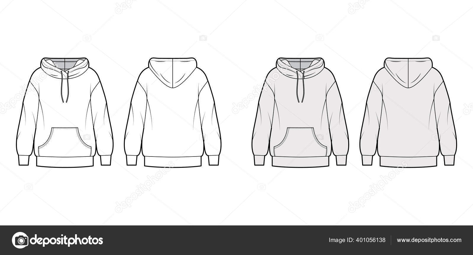 Hooded jacket Down puffer coat technical fashion illustration with long  sleeves, zip-up closure, boxy fit, crop length, wide quilting. Flat  template front, back, white color. Women, men top CAD Stock Vector Image