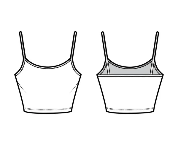 Pamut-mez vágott camisole technikai divat illusztráció lapát nyak, felszerelt test derék hossza. Lapos alaptartály — Stock Vector