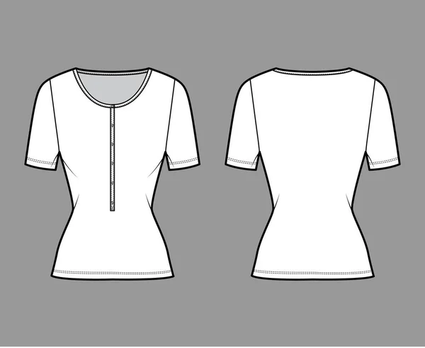 Хлопок-джерси топ технической моды с короткими рубашками, стройной подошвой, короткой вырезом. Плоская базовая одежда — стоковый вектор