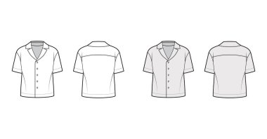 Gevşemiş silüet, eski kamp tasması, ön düğme bağları, kısa kollu gömlekler.