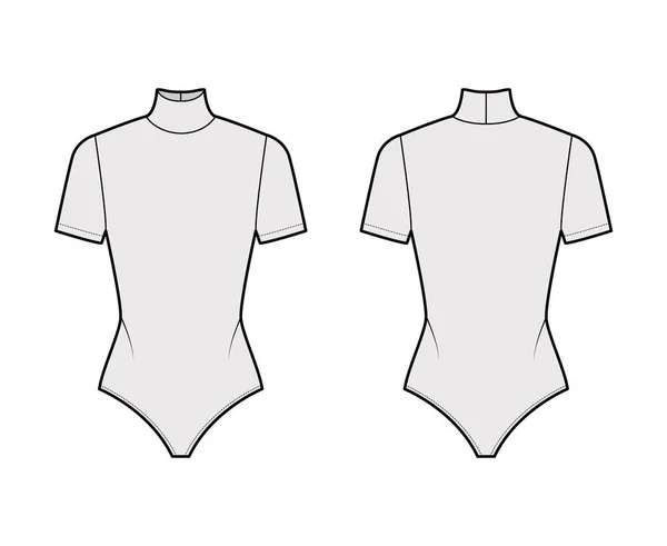 Балет стретч-футболка черепашкового костюма технічна модна ілюстрація з короткими рукавами. Плоский одяг — стоковий вектор