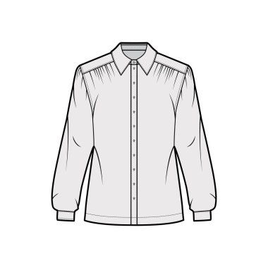 Toplanmış gömlek, uzun kollu, kollu, klasik yakalı, ön düğmeli.... 