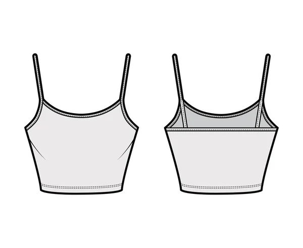 Pamut-mez vágott camisole technikai divat illusztráció lapát nyak, felszerelt test derék hossza. Lapos alaptartály — Stock Vector