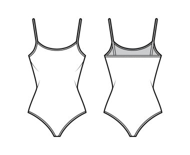 Pamuk-forma tankı desenli, kolsuz, örülü, teknik moda illüstrasyonlu. Düz giyim cami