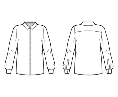 Klasik gömlek, teknik tasmalı tasmalı tasma, uzun kollu manşetli, arkadan boyunduruklu.. 