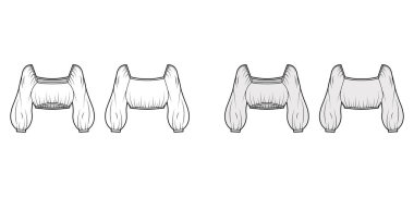 Kırpılmış bluz. Esnek kenarlı, geniş kollu, bol kollu..