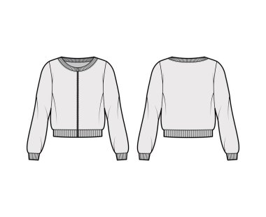 Fermuarlı pamuk-terry sweatshirt, rahat formalı, mürettebat yakalı, uzun kollu, kurdeleli...
