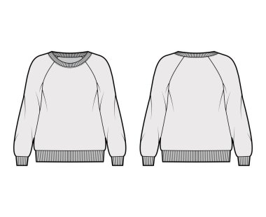 Büyük boy pamuk-terry sweatshirt, kepçe yakalı, uzun paçavra kollu, kaburgalı...