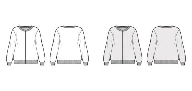 Fermuarlı büyük boy pamuk-terry sweatshirt kepçe yakalı, uzun kollu, kaburgalı...