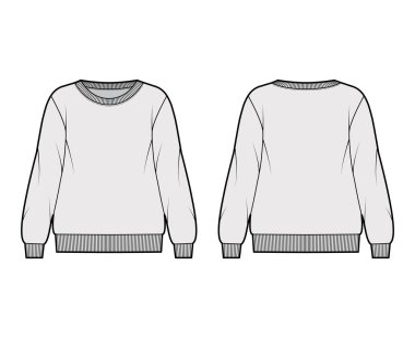 Büyük boy pamuk-terry sweatshirt mürettebat yakalı, uzun kollu, kurdeleli...