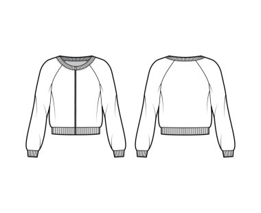 Fermuarlı pamuk-Terry sweatshirt, kepçe yakalı, uzun paçavra kollu, kaburgalı...