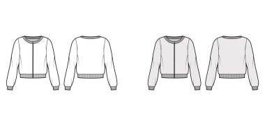 Fermuarlı pamuk-terry sweatshirt, rahat formalı, mürettebat yakalı, uzun kollu, kurdeleli...