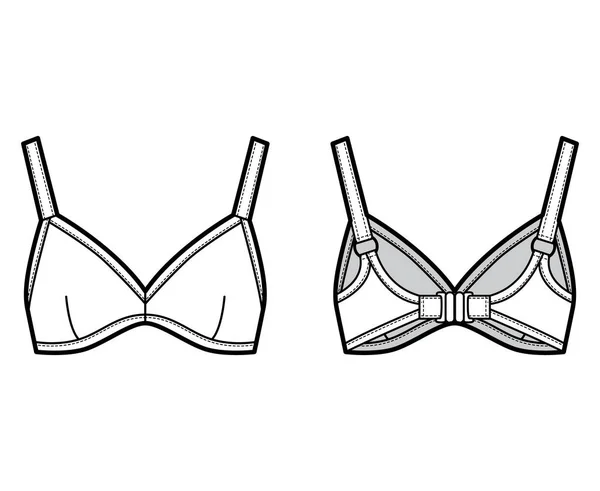 Bustier top bralette技术时尚插画，可调的厚带子，紧紧抓住后胸罩泳衣 — 图库矢量图片