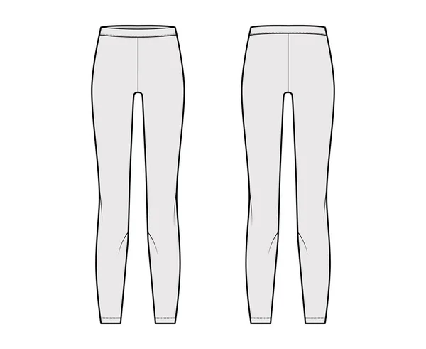 Leggins illustrazione tecnica di moda con elastico in vita. Pantaloni slim da allenamento sportivo piatto, pantaloni casual in maglia — Vettoriale Stock