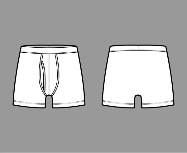 Boxer calzoncillos ropa interior moda técnica ilustración con cintura elástica estilo atlético calzoncillos ajustados a la piel Calzoncillos — Archivo Imágenes Vectoriales