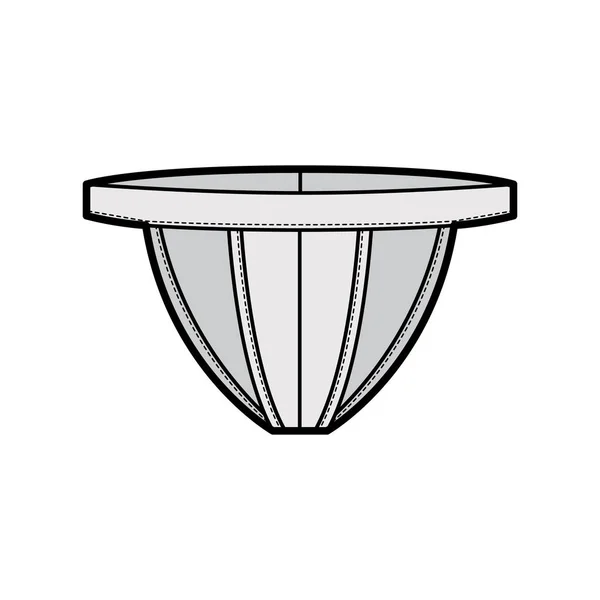 Sous-vêtements Tanga illustration de mode technique avec ceinture élastique, style athlétique peau serrée. String plat Culotte — Image vectorielle