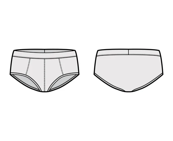 Mala cuecas roupa interior técnica ilustração de moda com cintura elástica, estilo atlético pele-tight. Cuecas planas —  Vetores de Stock