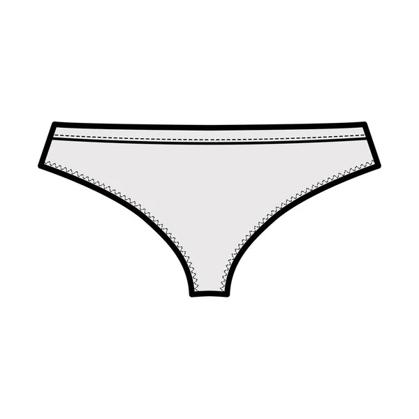 Tangas atrevidas ilustração de moda técnica com baixo crescimento, cintura elástica, cobertura de quadris pequenos. Flat Mini lingerie — Vetor de Stock