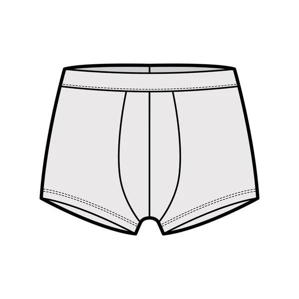 Trunks underwear techonomic fashion illustration with elastic waistband, Athletic-style shape-tight short-leg boxer briefs — стоковий вектор
