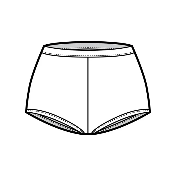 Calzoncillos Boyleg boxers técnica moda ilustración con cintura media subida, caderas completas cobertura boushorts bragas lencería — Archivo Imágenes Vectoriales