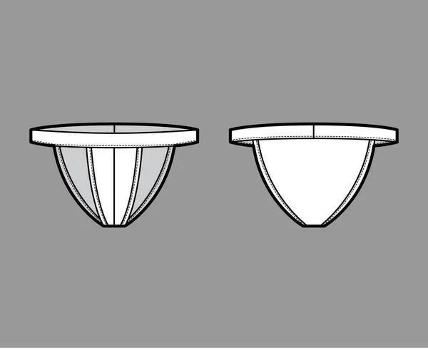 Sous-vêtements Tanga illustration de mode technique avec ceinture élastique, style athlétique peau serrée. String plat Culotte — Image vectorielle