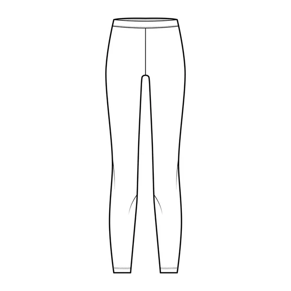 Leggins technische Mode Illustration mit elastischem Bund. Flache Sport-Trainingshose, lässige Strickhose — Stockvektor