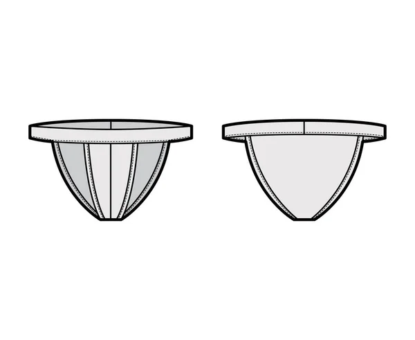 Bielizna Tanga ilustracji technicznej mody z elastycznym paskiem, Athletic stylu skóry-tight. Płaskie stringi Majtki — Wektor stockowy