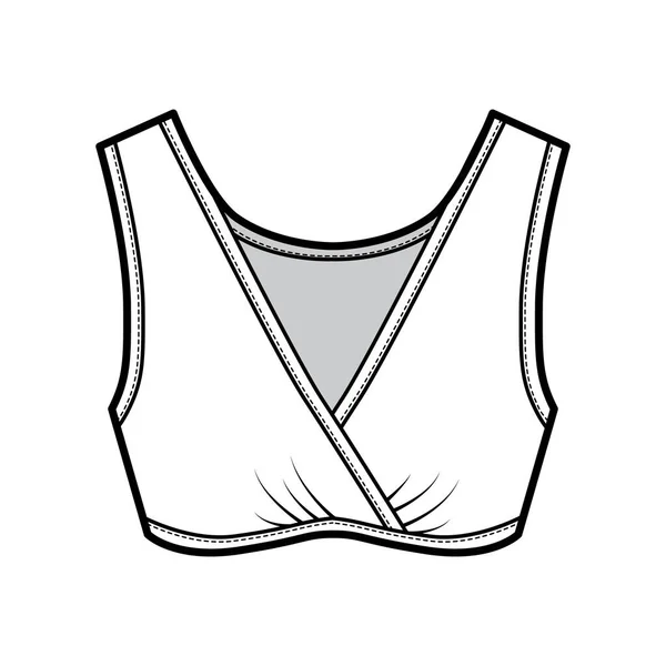 Сплячий бюстгальтер білизна технічної моди ілюстрації зібрані співучасником, широкі плечові ремені. Плоский спортивний бюстгальтер — стоковий вектор