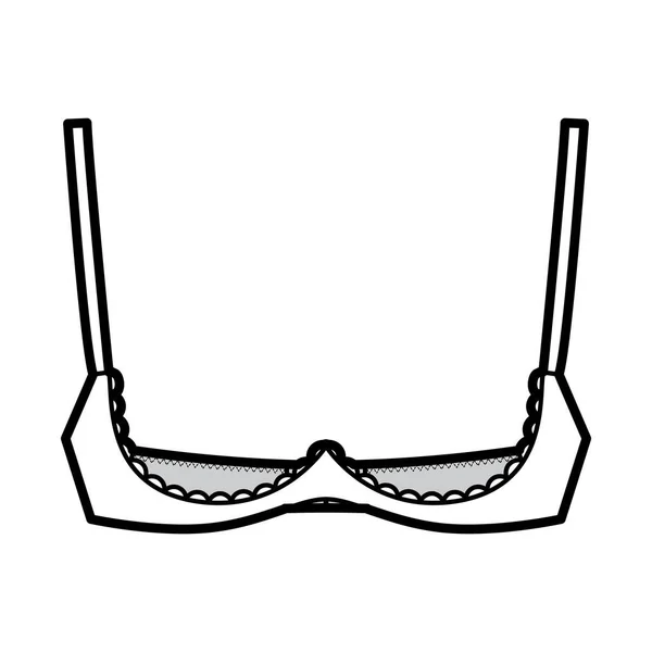 Estante sujetador copa abierta lencería técnica moda ilustración con correas de hombro ajustables, cierre de gancho y ojo. Plano — Vector de stock