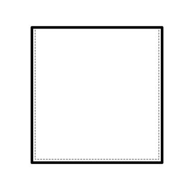 Üstten dikişli kare yama cep teknik moda illüstrasyonu. Düz giysi şablonu ön görünüm. Kadın ve erkek unisex tarzı öğe CAD modeli beyaz arka planda izole edildi 