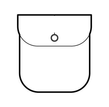 Flap Round 'lu Patch Pocket teknik moda illüstrasyonu. Düz giysi şablonu ön görünüm. Kadın ve erkek unisex tarzı öğe CAD modeli beyaz arka planda izole edildi 