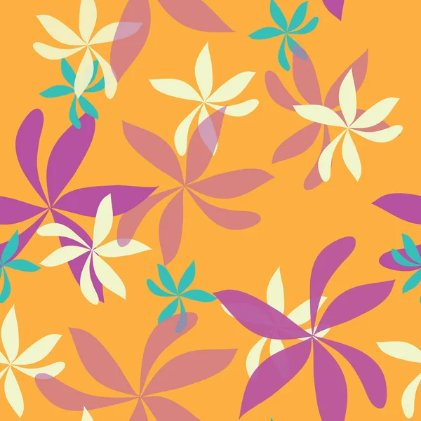 Turuncu arka planda tuhaf çiçekler olan kusursuz tekrarlama deseni.