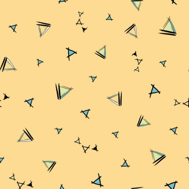 Bity Üçgenleri El çizilmiş vektörsüz mürekkep karalamalarıyla tekrarlanan desen.