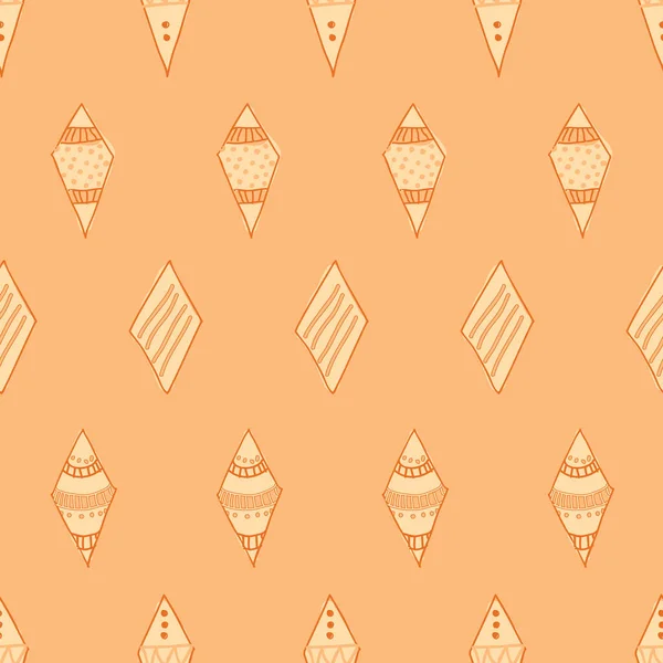 Motifs bouclier cerf-volant formes sur fond orange Modèle sans couture vectoriel dessin à la main illustration de style doodle — Image vectorielle