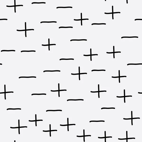 Kruissteek wit en zwart plus en minus achtergrond vector naadloze herhaling patroon — Stockvector