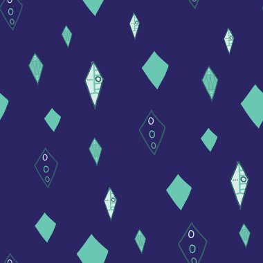 Kalkan şekilli karalamalar mavi arkaplandaki deniz mavisi desenli desensiz vektör çizimi