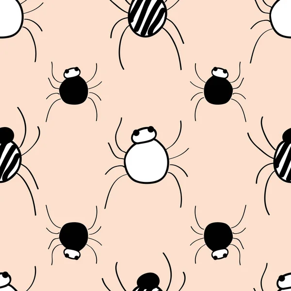 Les araignées Doodle répètent le vecteur sans couture — Image vectorielle