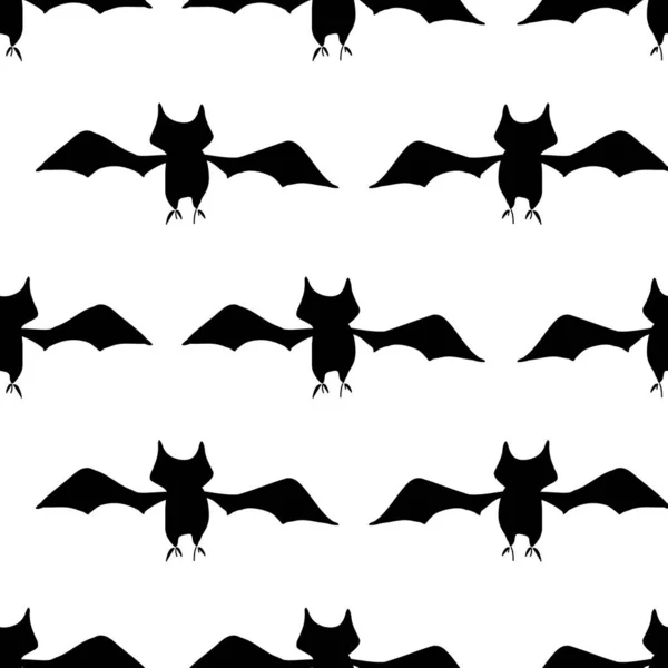 Fledermäuse ein reichlich nahtloser Vektor wiederholen schwarze Fledermäuse in Streifen auf weißem Hintergrund — Stockvektor