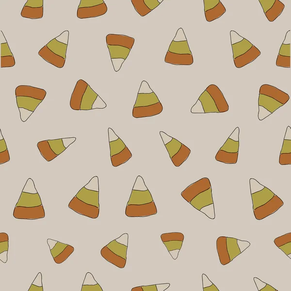 Halloween Candy modèle de maïs sur un fond clair motif vectoriel sans couture — Image vectorielle