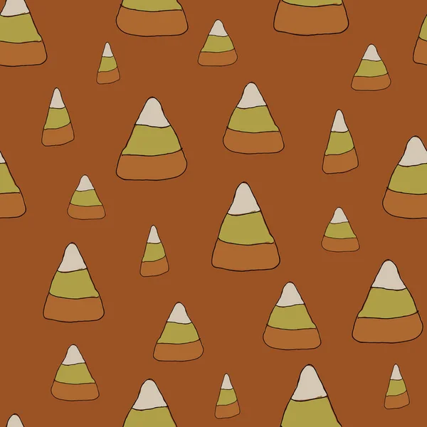 Candy modèle de maïs sur un fond orange foncé motif vectoriel sans couture — Image vectorielle