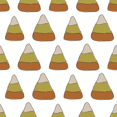 Hafif arkaplan üzerinde düzgün bir vektör deseni üzerinde Candy Corn deseni