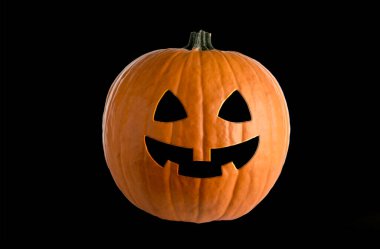Cadılar Bayramı Jack O 'Lantern, siyah arkaplanda soyut grafiklerle portakal kabağı
