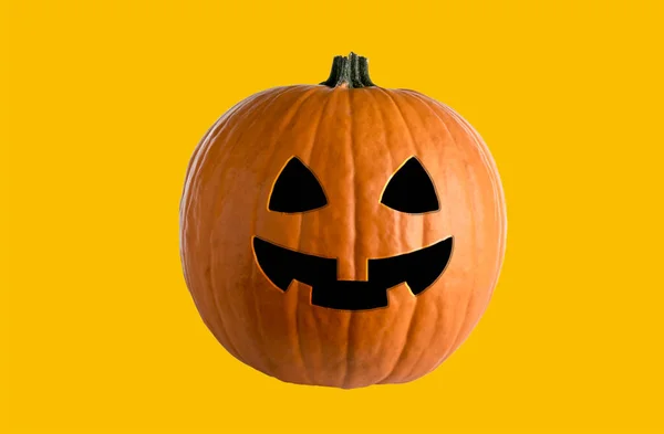 Halloween Jack Lantern Orangefarbener Kürbis Abstrakter Grafik Auf Gelbem Hintergrund — Stockfoto