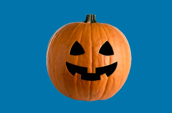 Halloween Jack Lanterna Zucca Arancione Grafica Astratta Sfondo Blu — Foto Stock