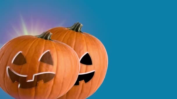Halloween Jack Lantaarn Pompoen Geanimeerd Blauwe Achtergrond — Stockvideo